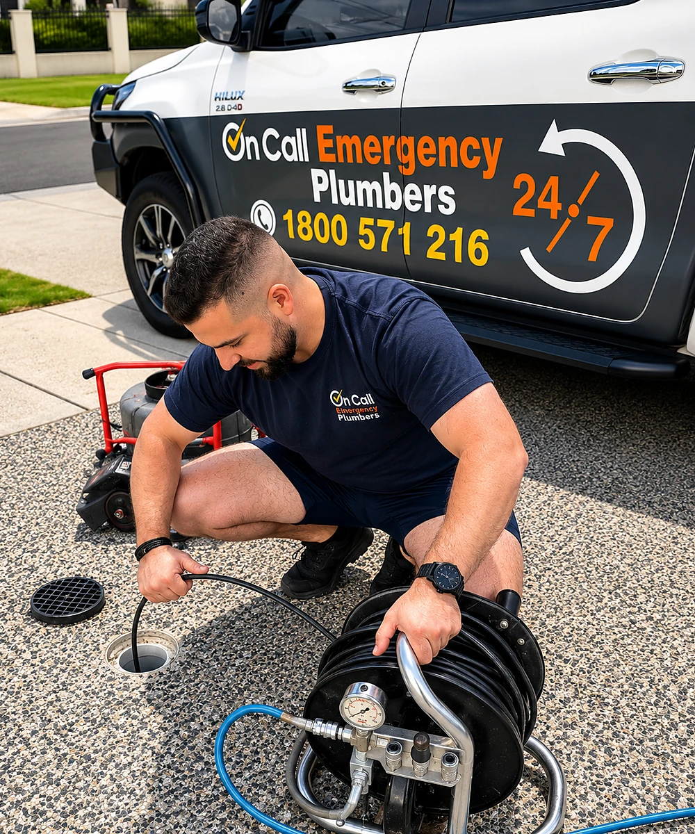 Emergency blocked drain plumber working in Oakleigh